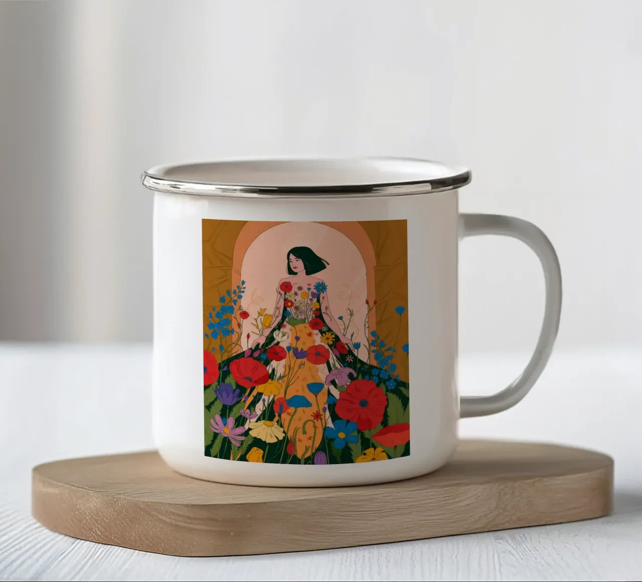 Paesaggio onirico floreale tazza in smalto da Murni Strokes
