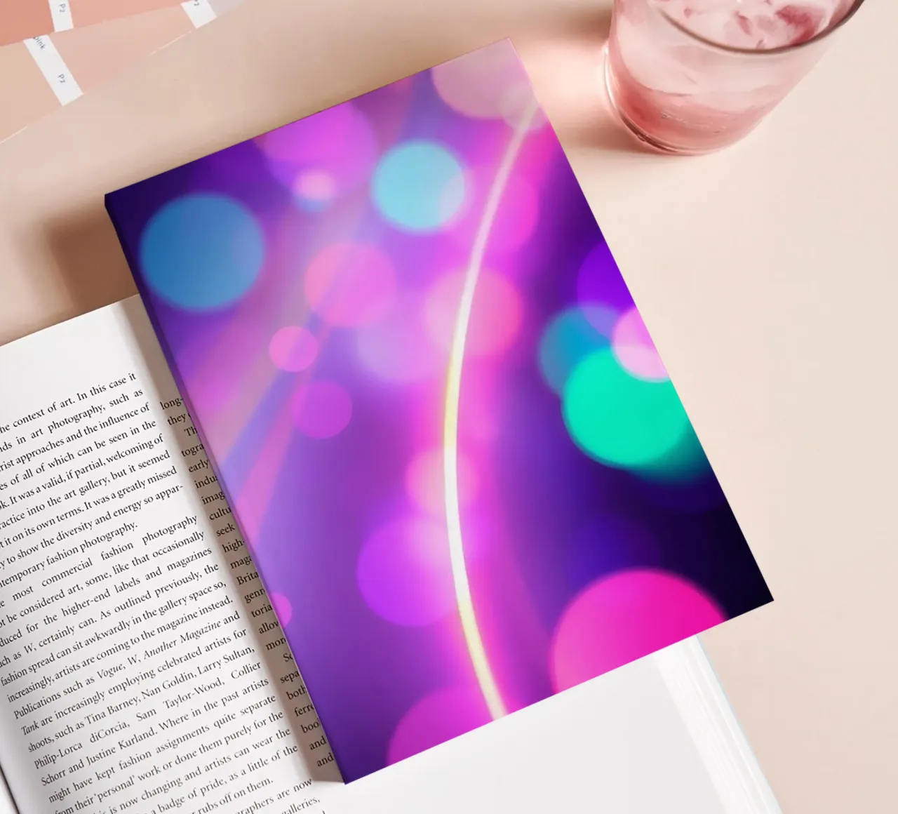 Vibrant abstract background with colorful circles blurred notebook by DesignDoodle