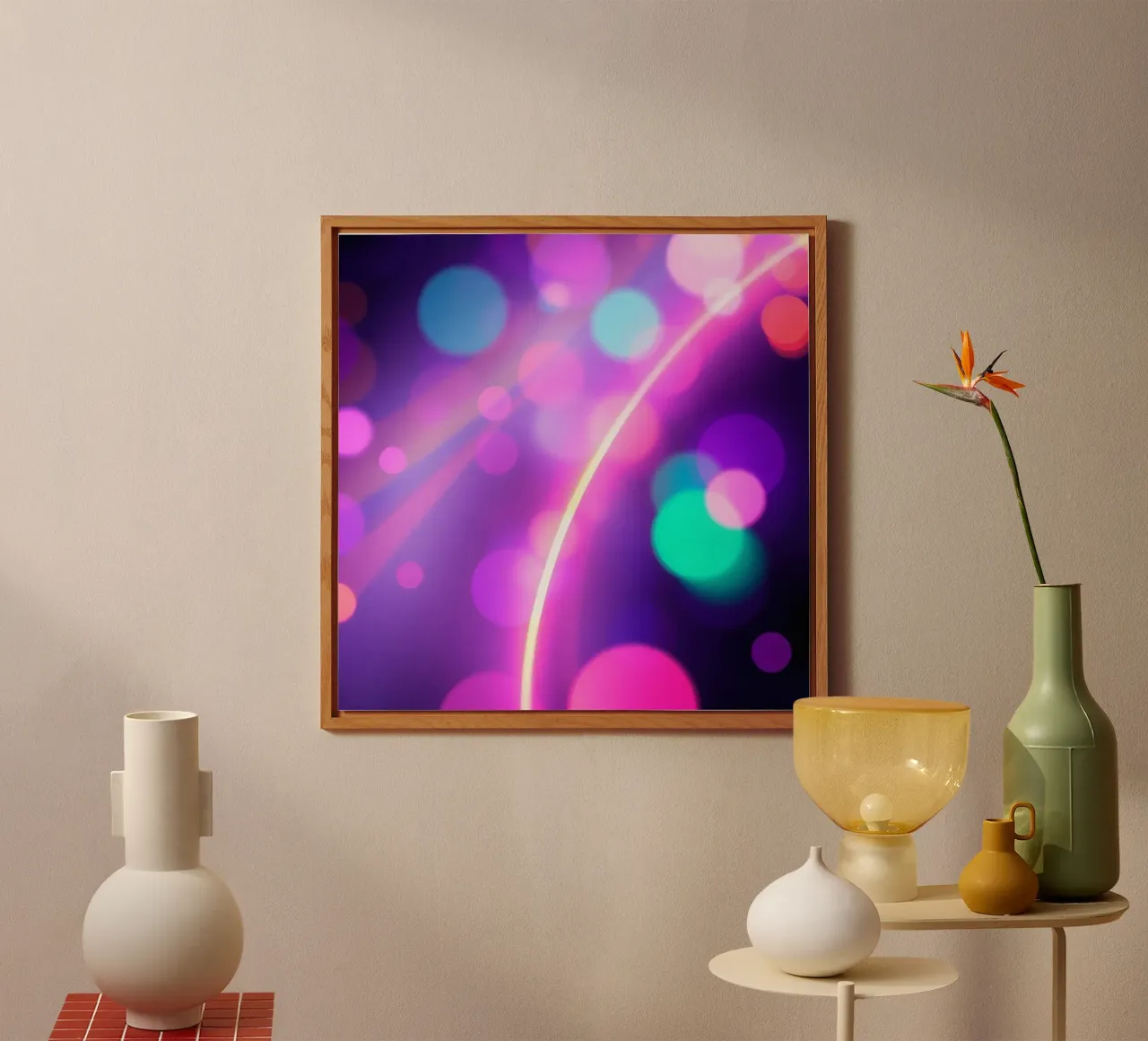 Vibrant abstract background with colorful circles blurred alu-dibond by DesignDoodle