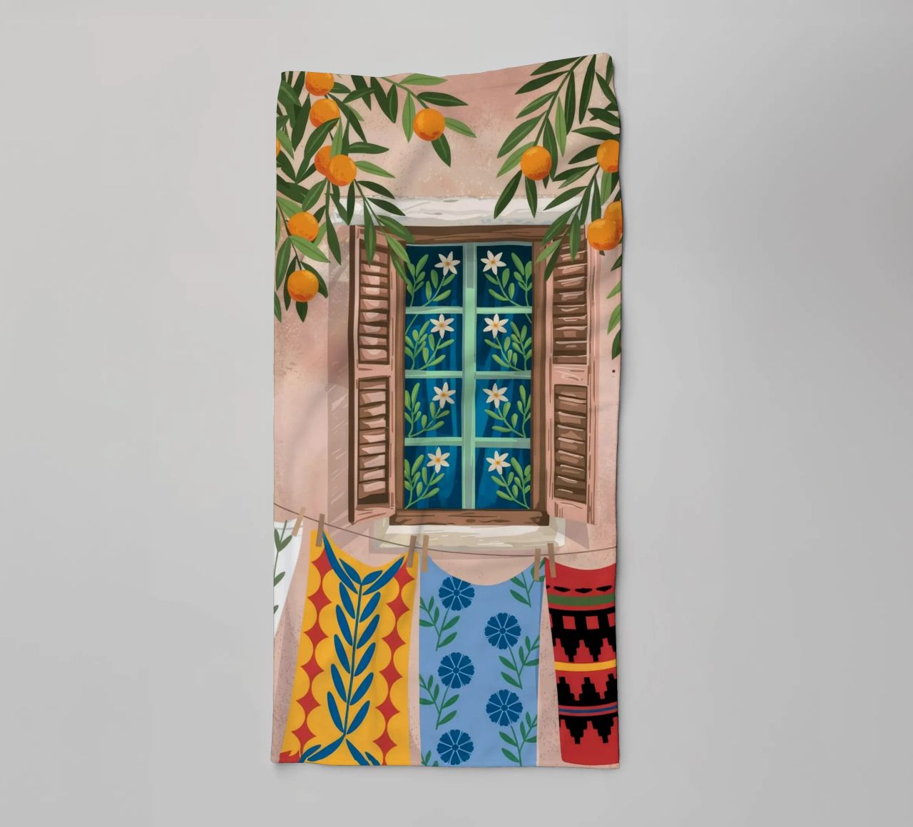 Mediterrane wasserij badhanddoek van Murni Strokes
