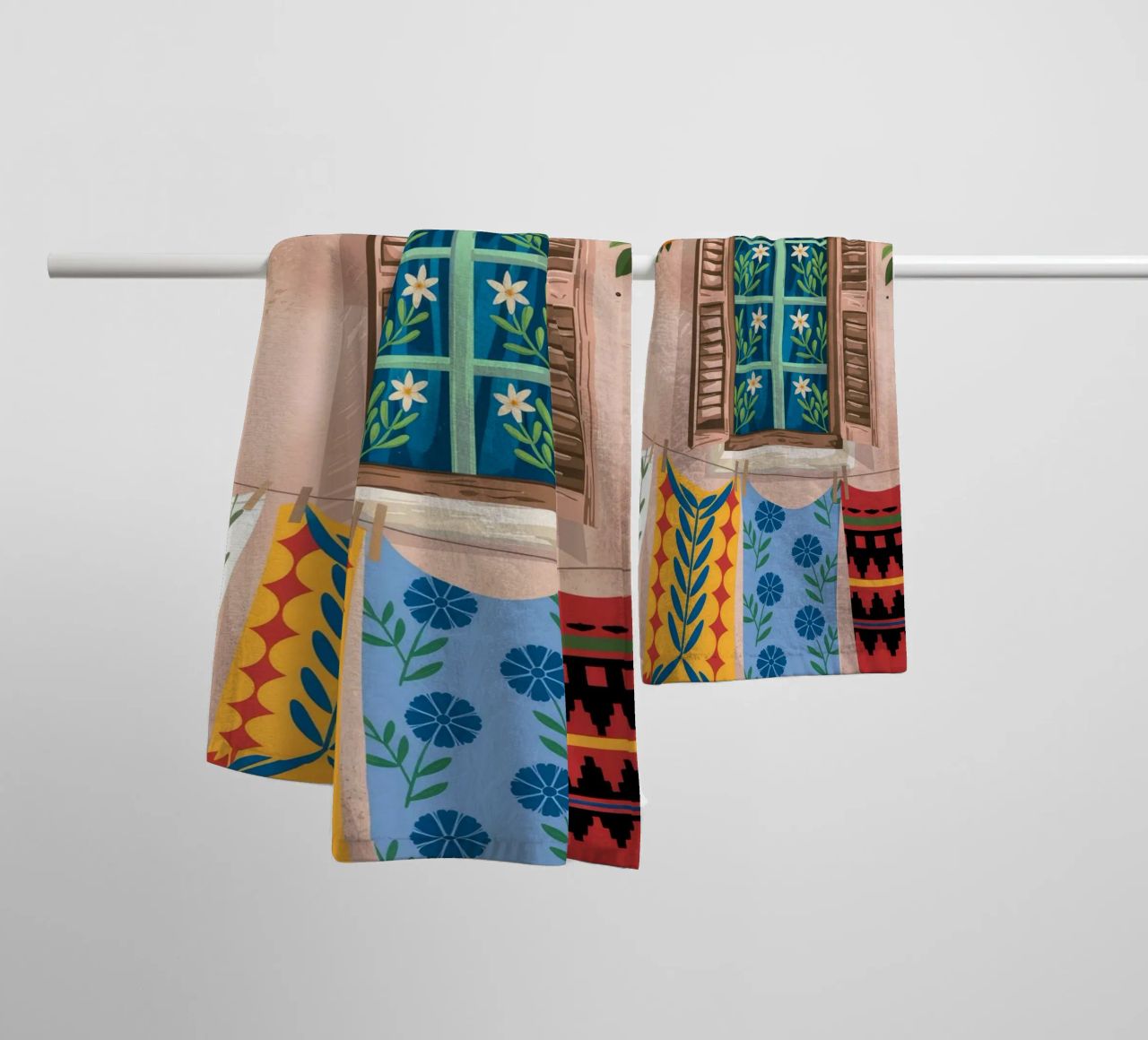 Mediterrane wasserij badhanddoek van Murni Strokes