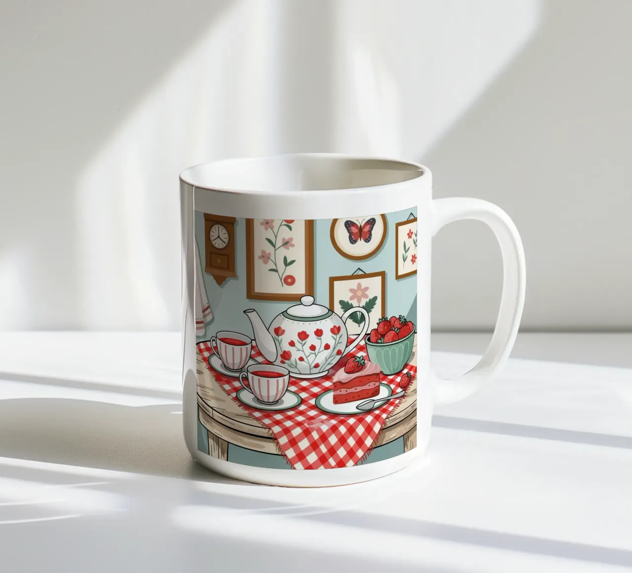 Accogliente ora del tè tazza in ceramica da Murni Strokes
