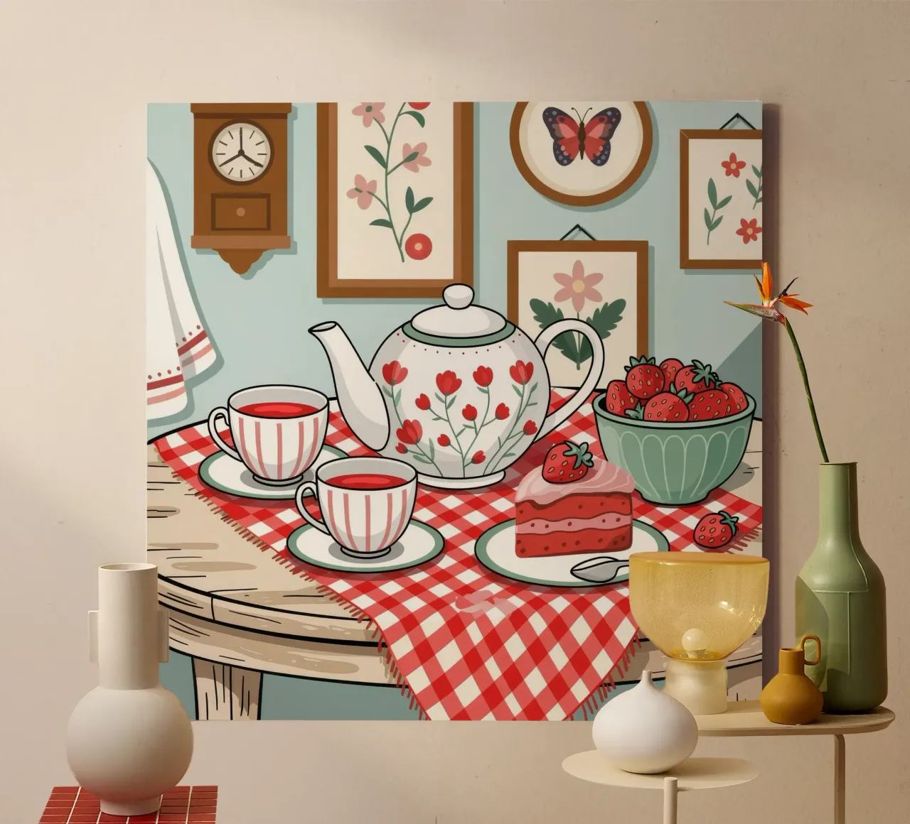 Cozy Tea Time canvas by Murni Strokes