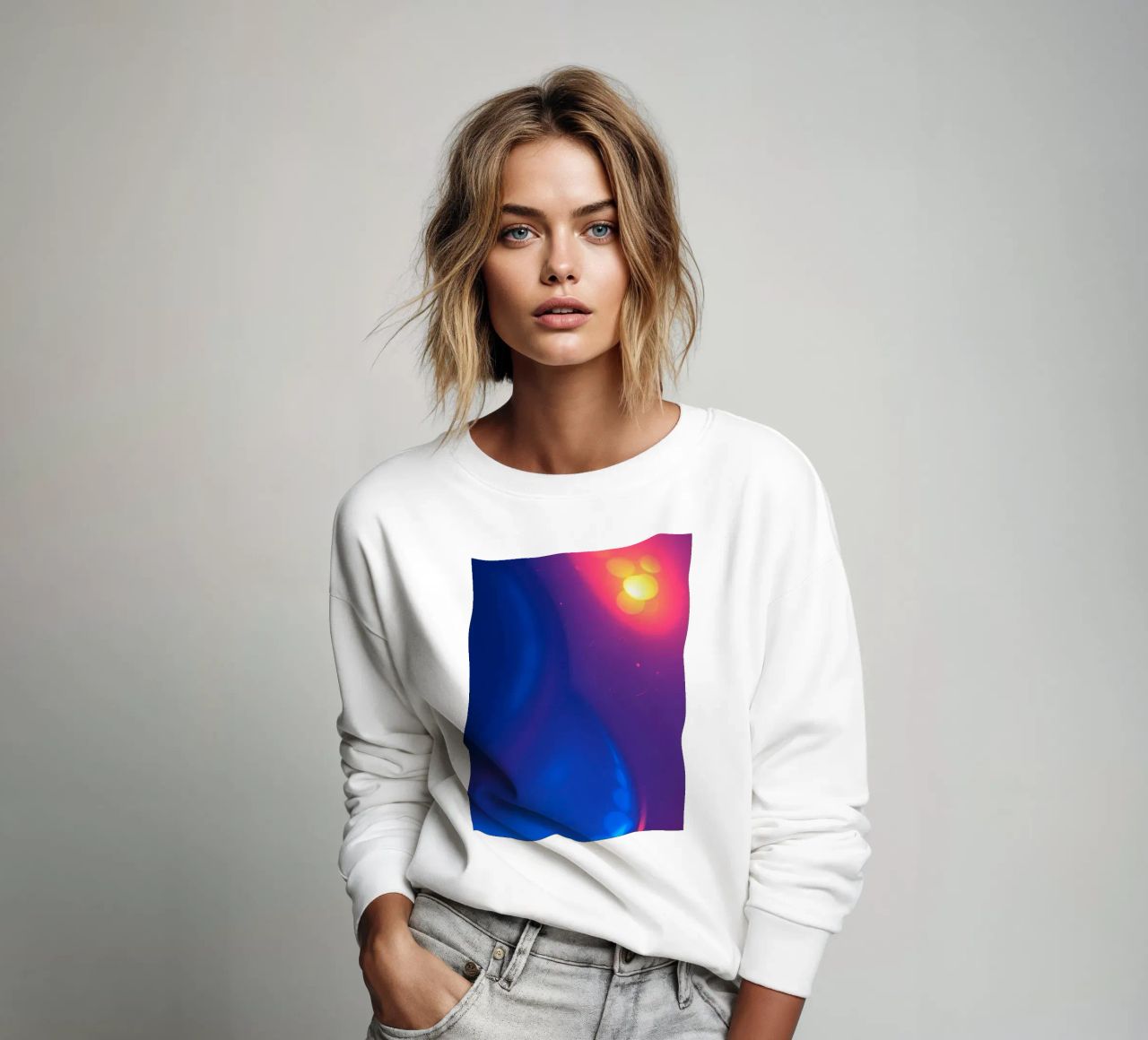 Vibrant abstract design showcasing colorful light patterns sweatshirt by DesignDoodle