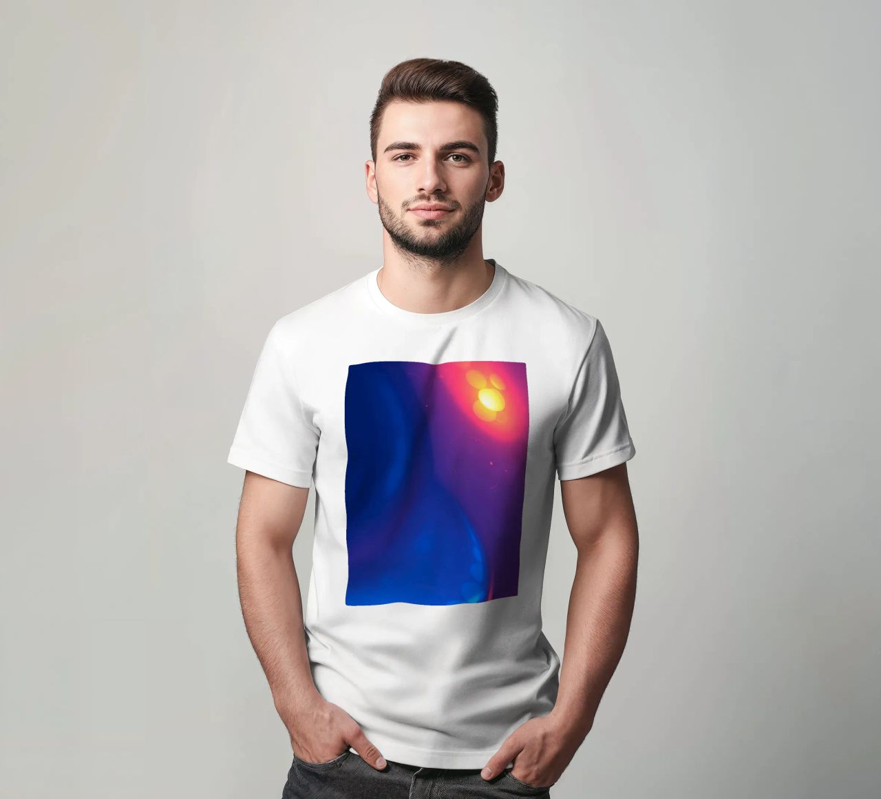 Vibrant abstract design showcasing colorful light patterns t-shirt by DesignDoodle