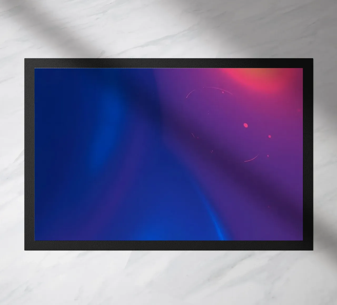 Vibrant abstract design showcasing colorful light patterns doormat by DesignDoodle