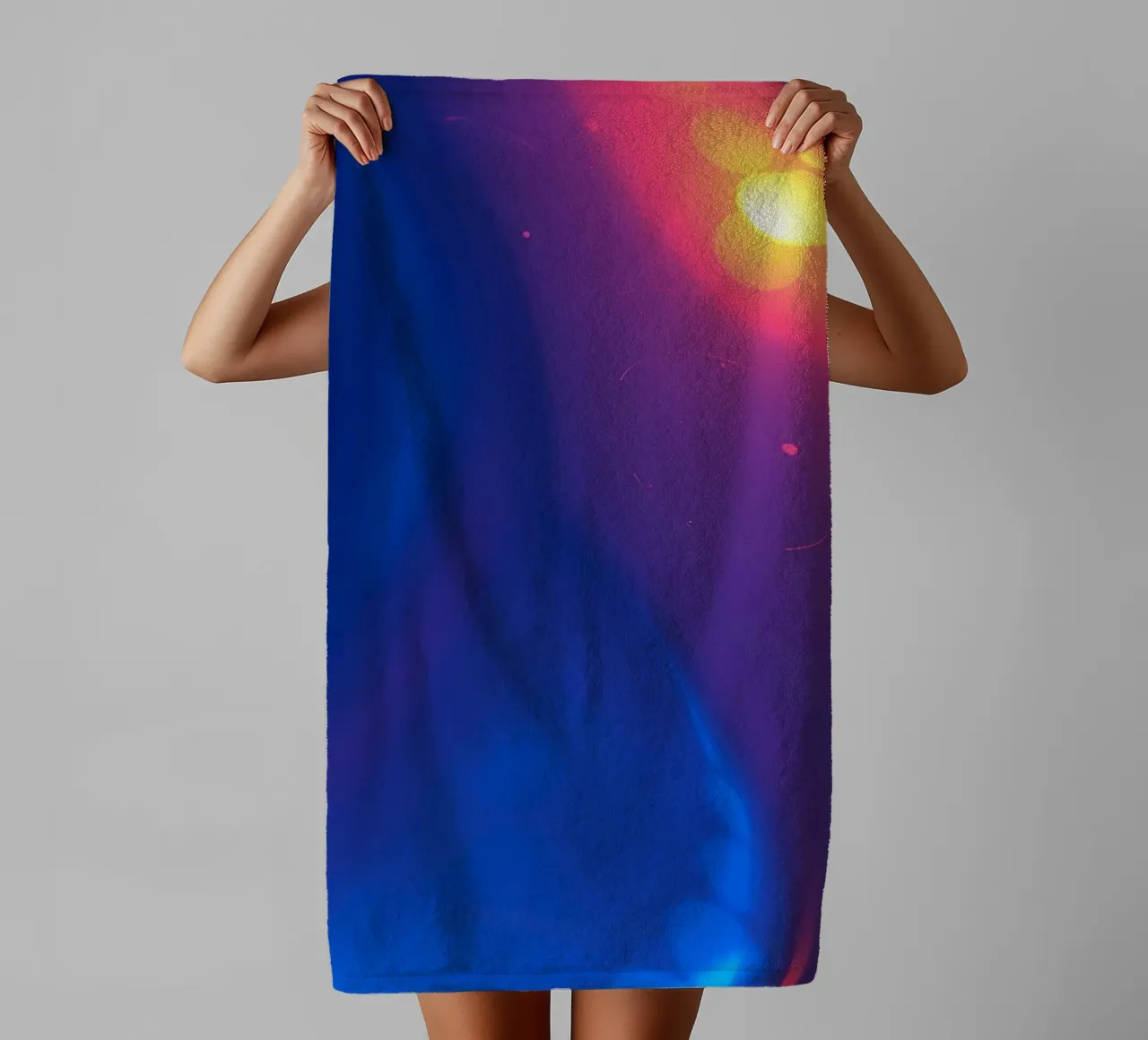 Vibrant abstract design showcasing colorful light patterns towel by DesignDoodle