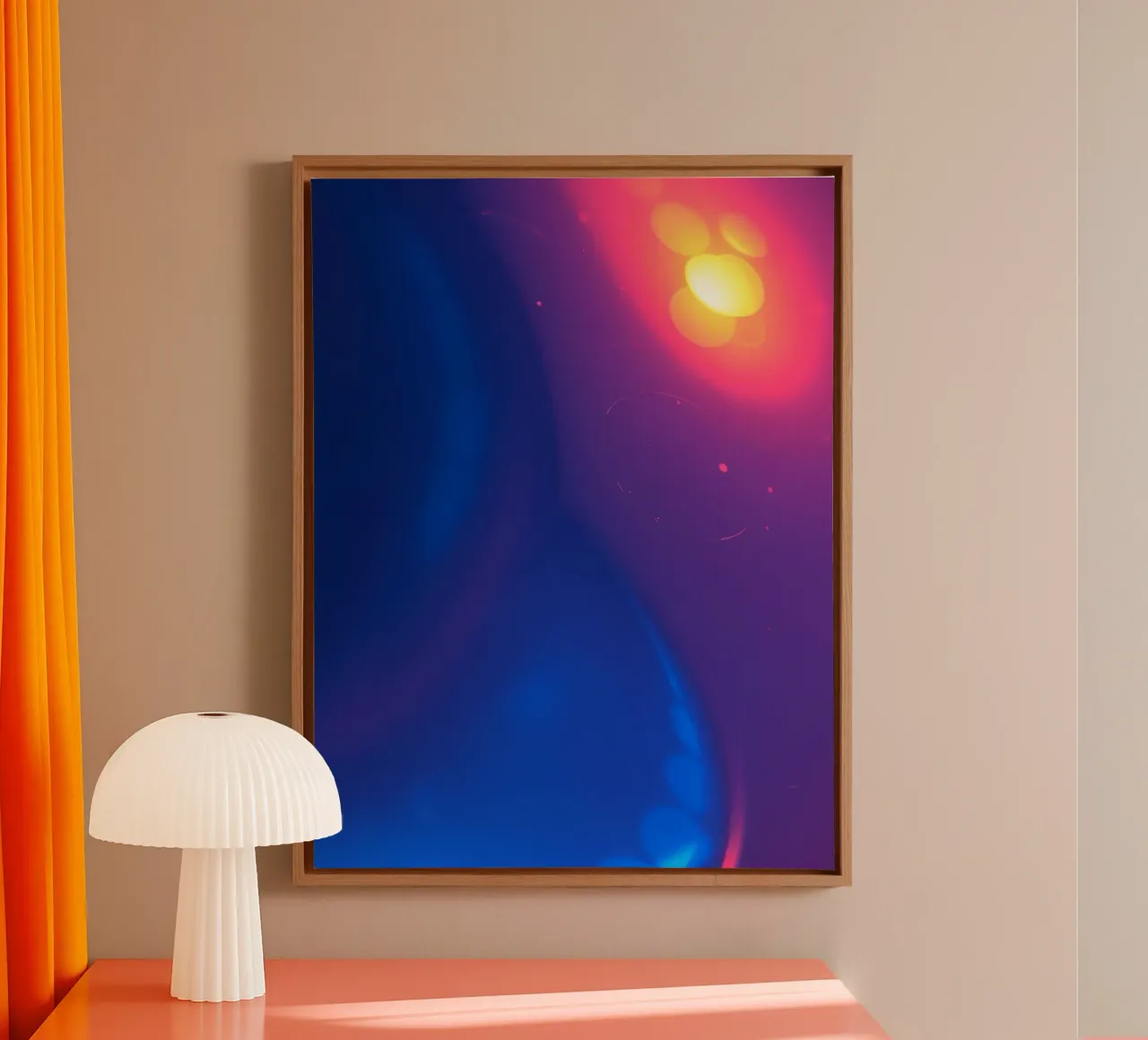 Levendig abstract ontwerp met kleurrijke lichtpatronen canvas met Baklijst van DesignDoodle