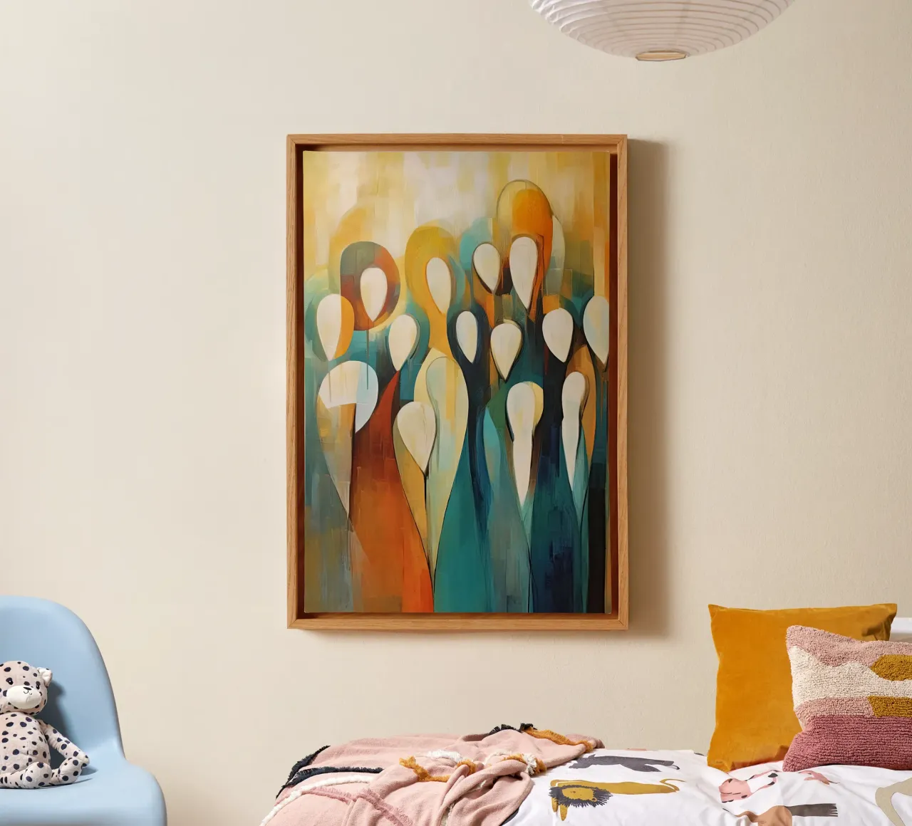 Abstracte mensen canvas met Baklijst van Imagine