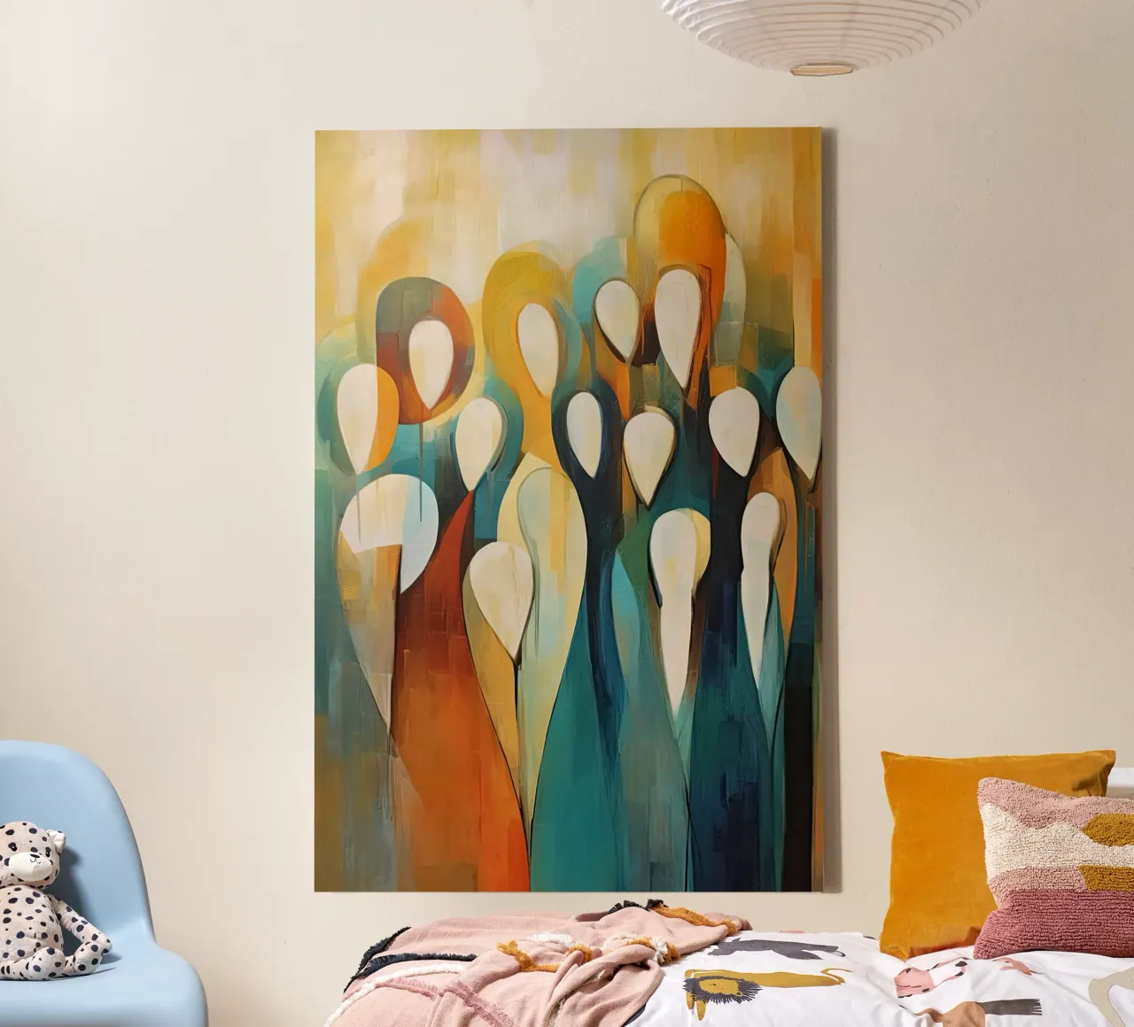 Abstracte mensen canvas met Baklijst van Imagine