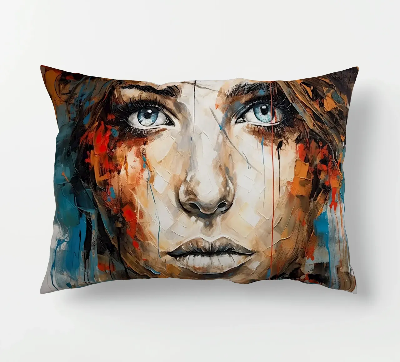 Abstract face decorative cushion by Imagine