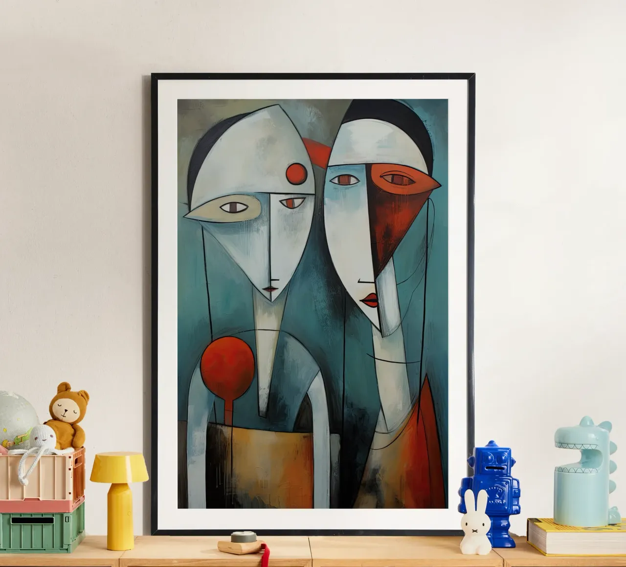 Volti astratti poster con telaio in plastica da Imagine