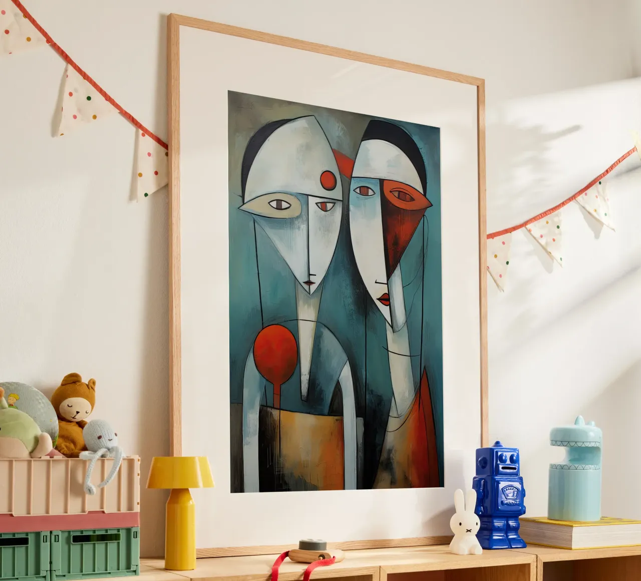 Volti astratti poster con telaio in plastica da Imagine