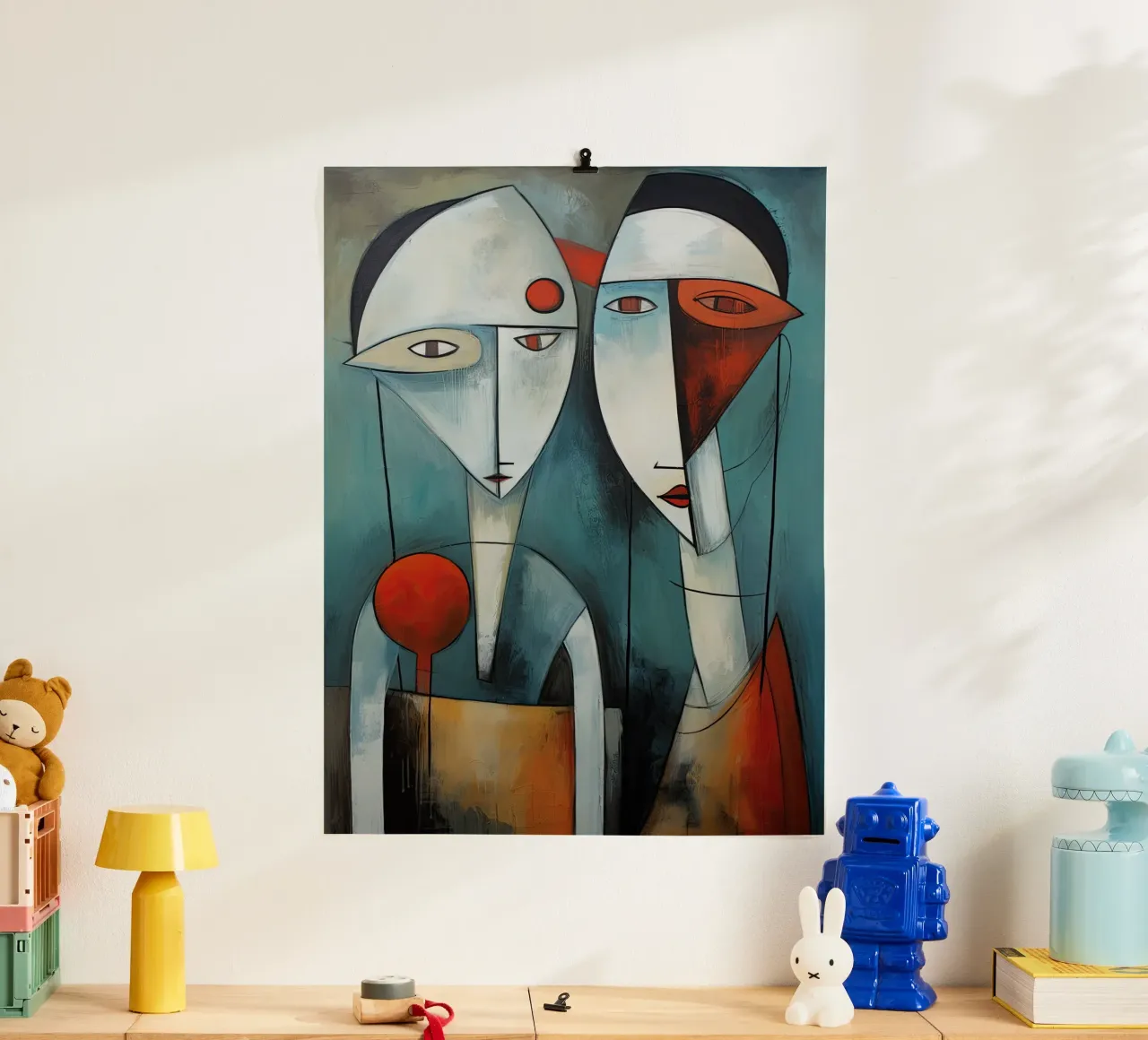 Volti astratti poster con telaio in plastica da Imagine