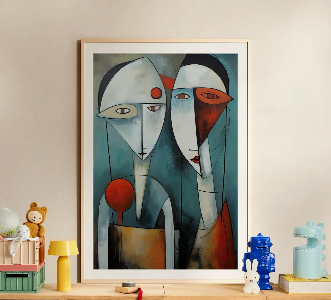 Volti astratti poster con telaio in plastica da Imagine
