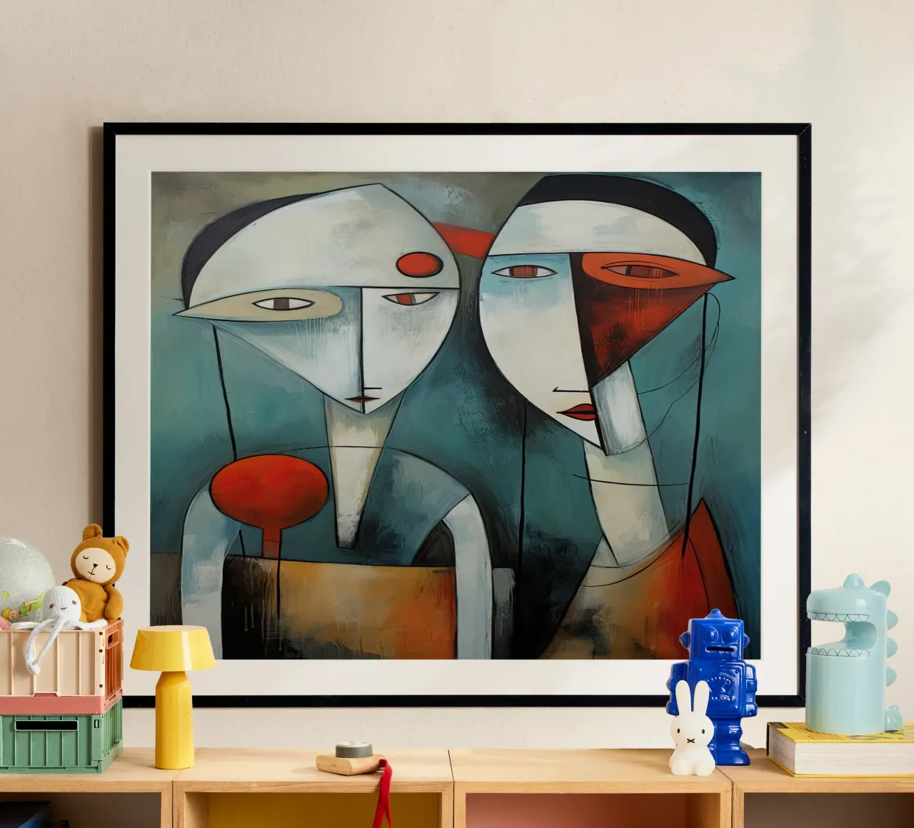 Volti astratti poster con telaio in plastica da Imagine