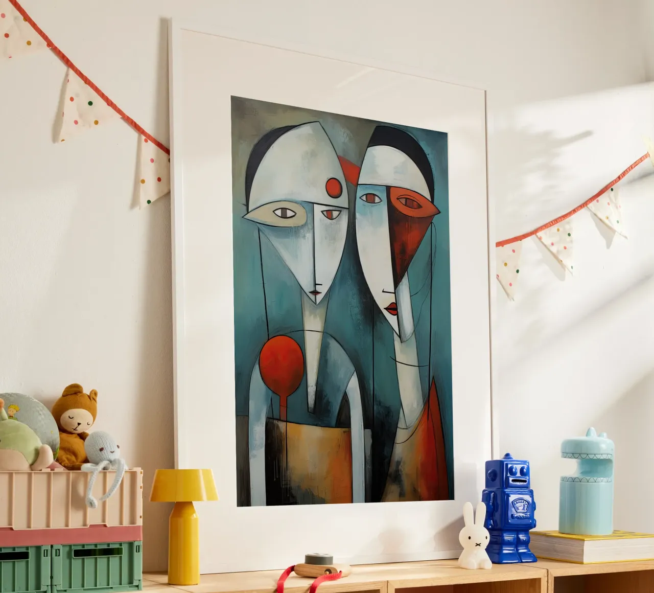 Volti astratti poster con telaio in plastica da Imagine