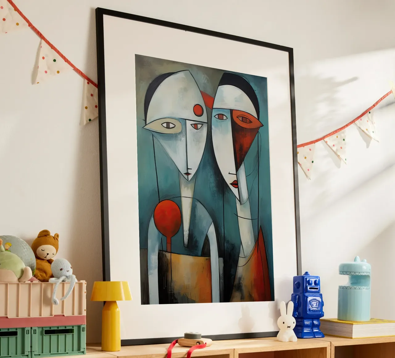 Volti astratti poster con telaio in plastica da Imagine