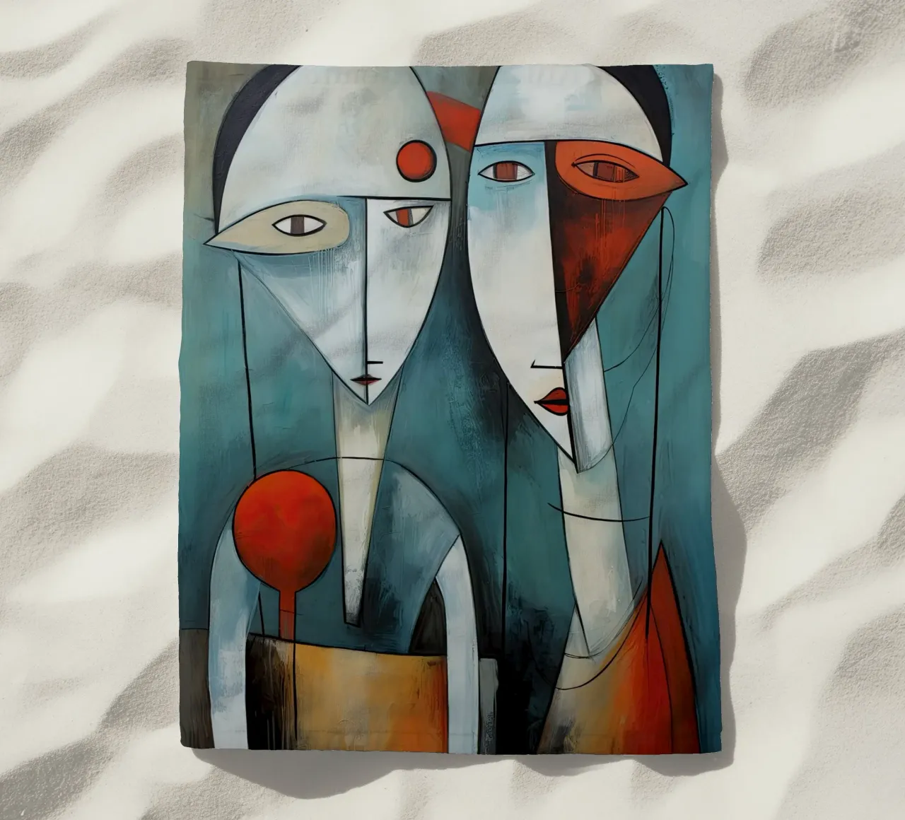 Abstract faces beach towel by Imagine