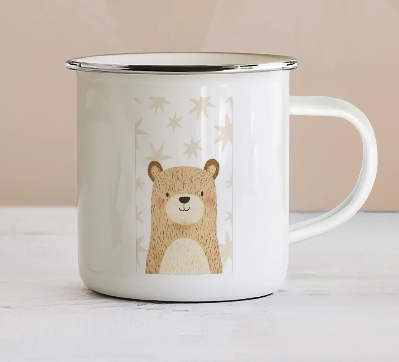 Schattige Beer, Kinderkamer, Hemels Print, Neutrale Muurkunst emaille mok van Little Lola