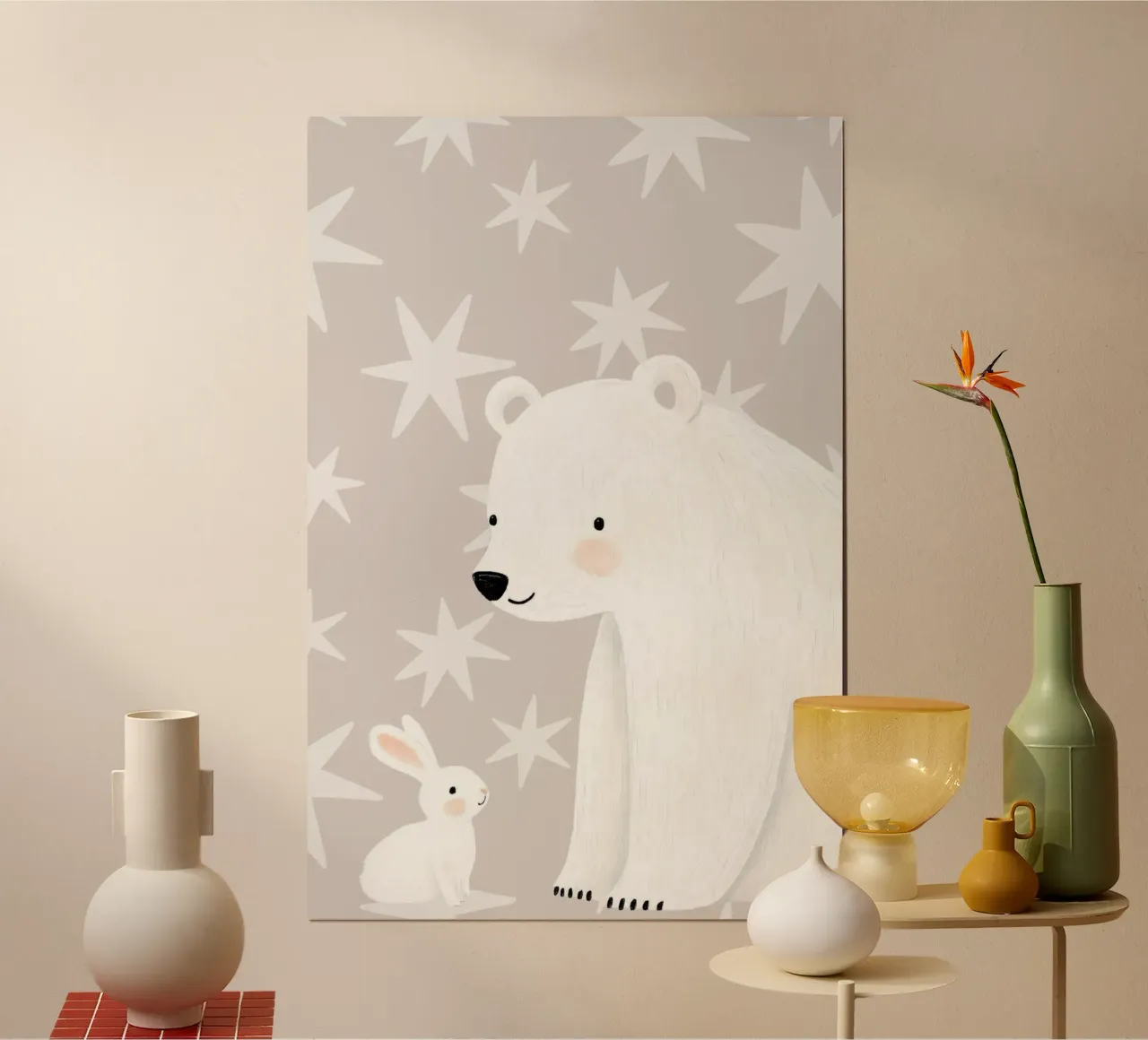 Stampa orso polare per cameretta, decorazione camera bambini, orso polare carino poster con telaio in legno da Little Lola