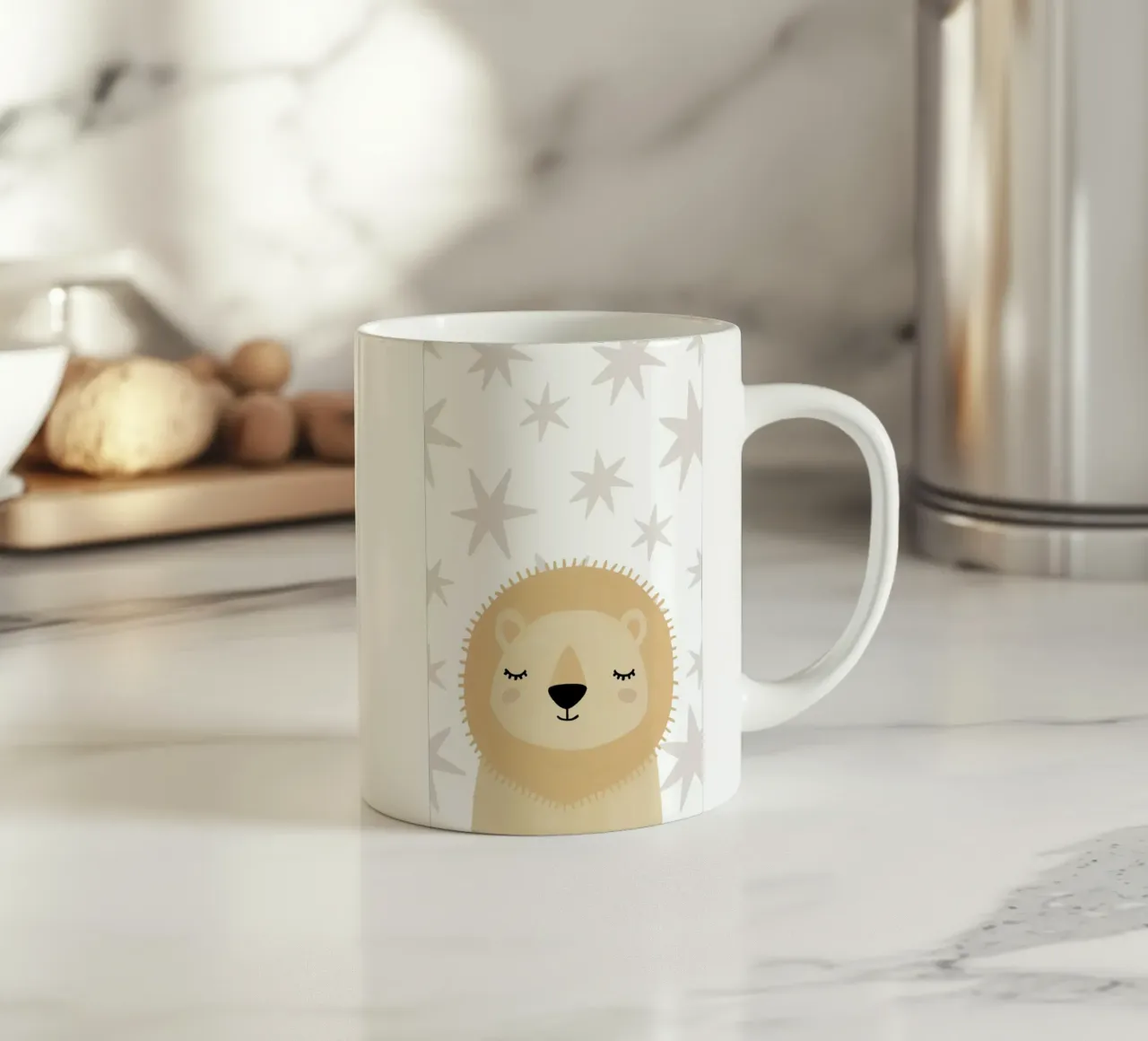 Leeuwenprint voor babykamer, Schattige Kids Muurkunst, Safari Print keramische mok van Little Lola