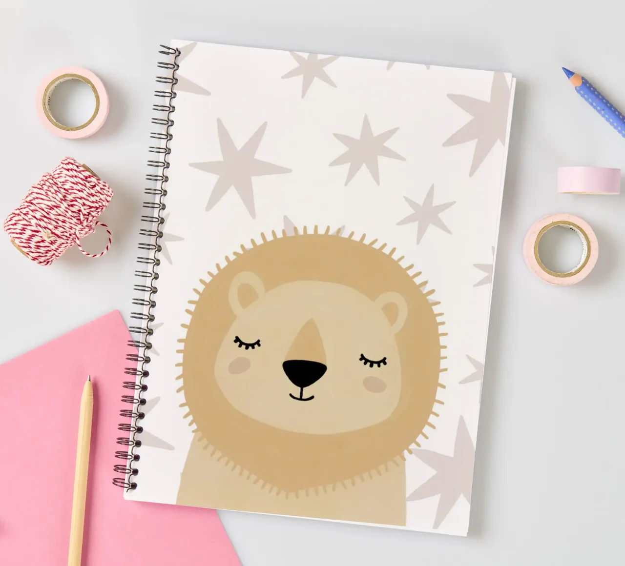 Lion Print for Nursery, Cute Kids Wall Art, Safari Print spiral notebook by Little Lola
