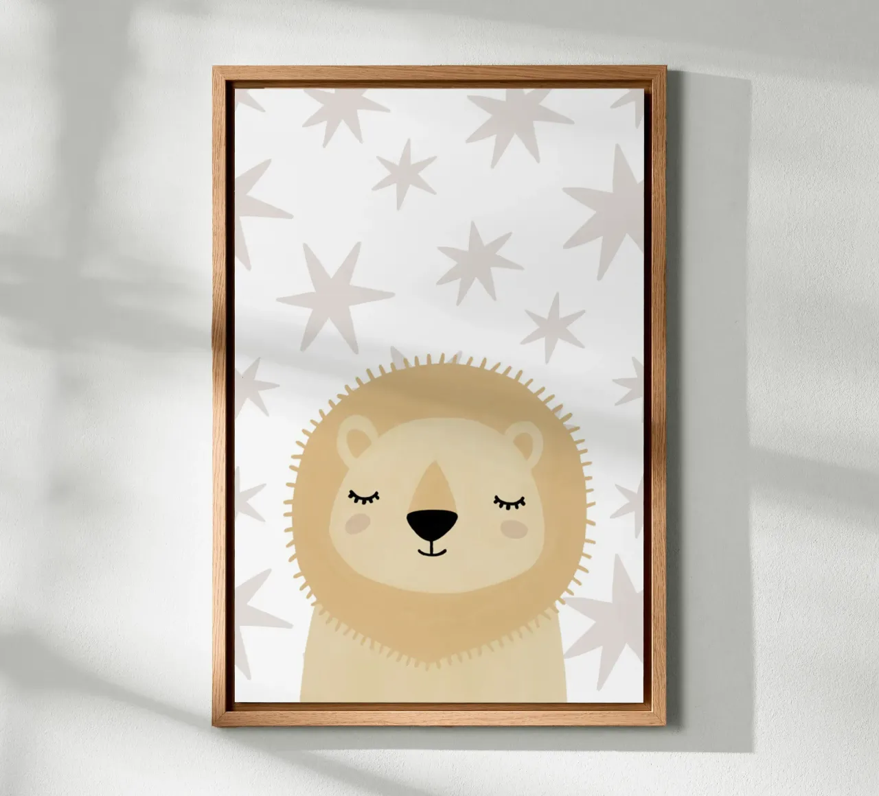 Leeuwenprint voor babykamer, Schattige Kids Muurkunst, Safari Print canvas met Baklijst van Little Lola