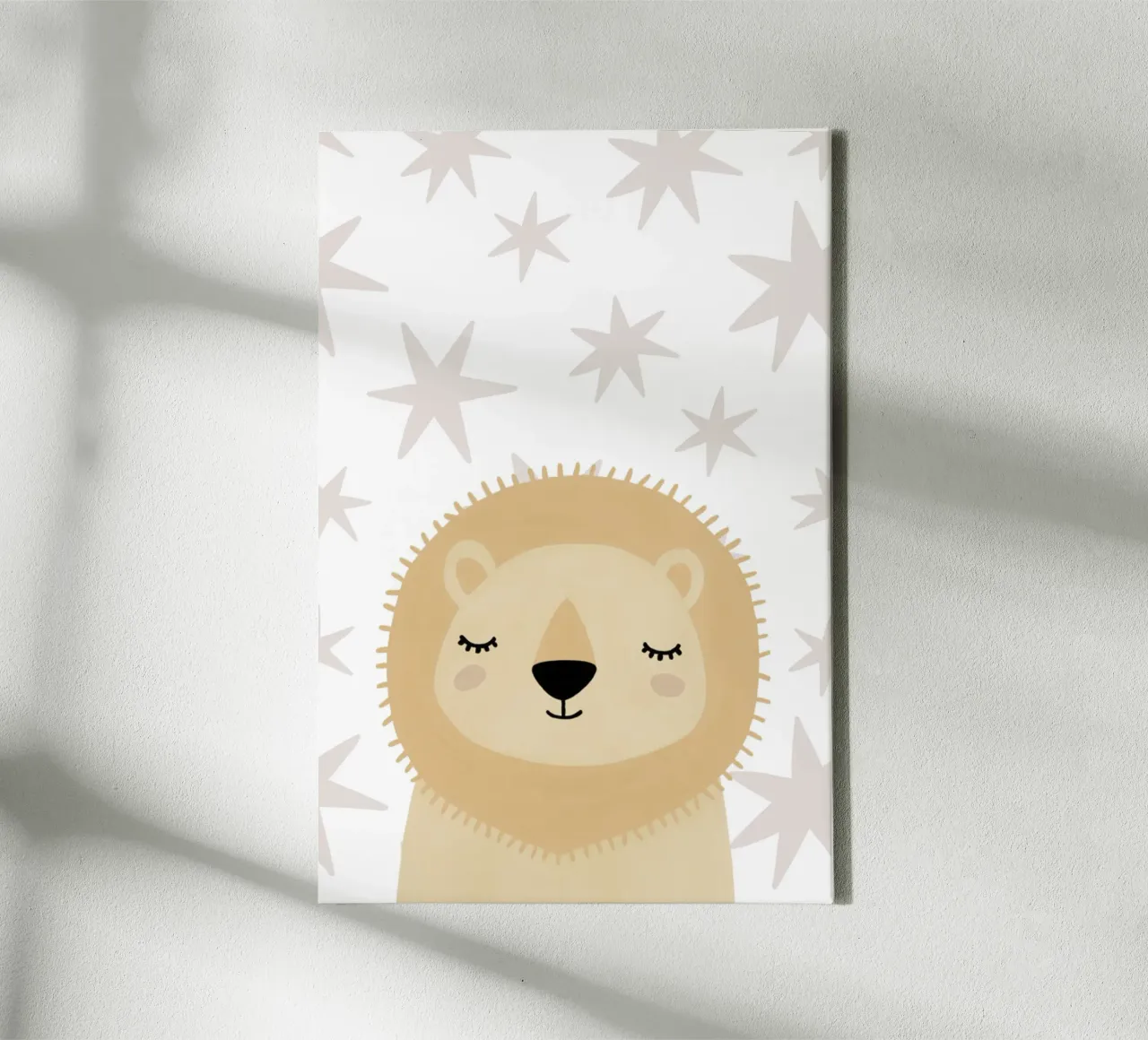 Leeuwenprint voor babykamer, Schattige Kids Muurkunst, Safari Print canvas met Baklijst van Little Lola