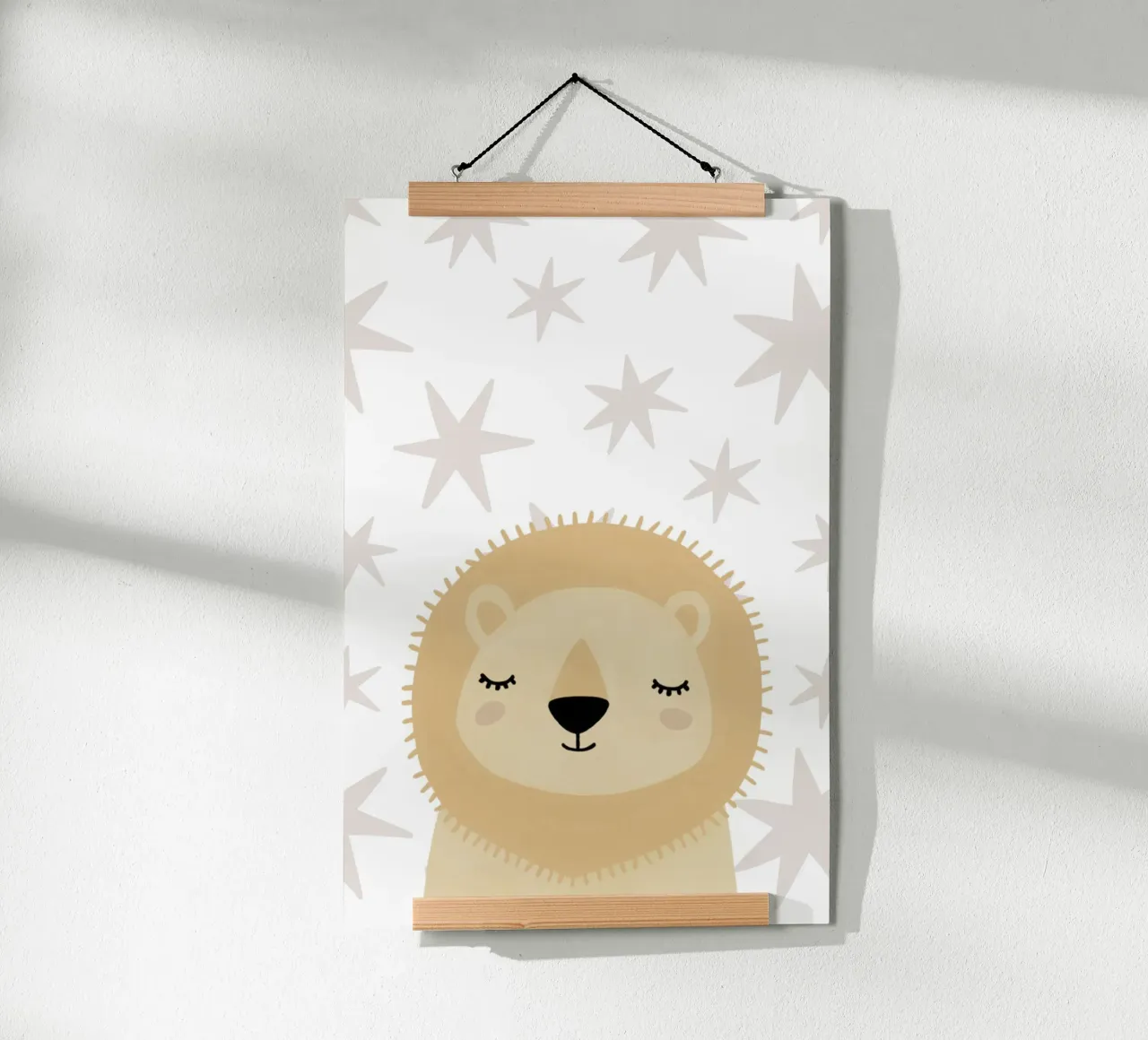 Leeuwenprint voor babykamer, Schattige Kids Muurkunst, Safari Print poster met kunststof frame van Little Lola