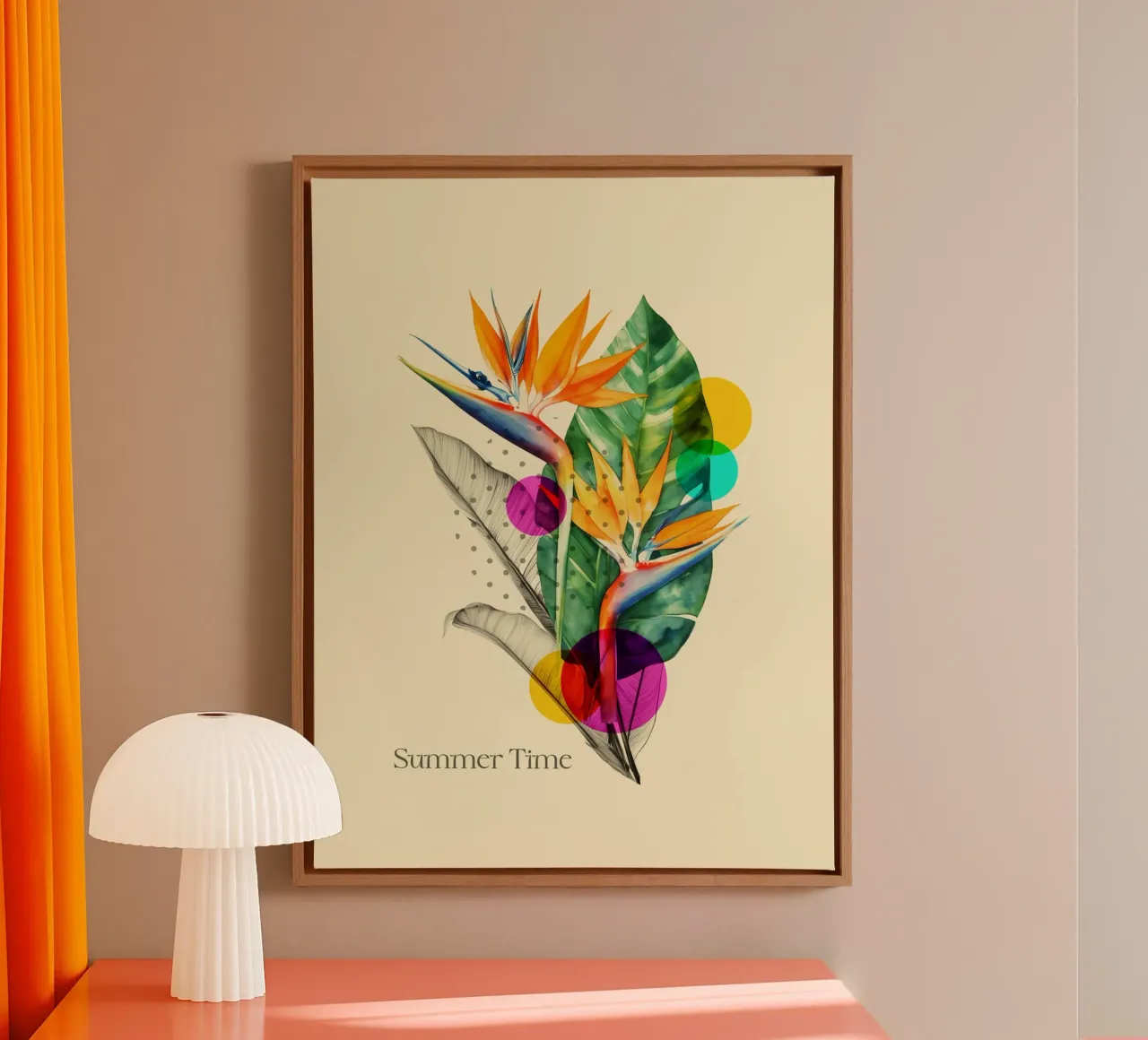 Tropical Pop: Summer Time Bloom canvas with Floater frame by Indigo Rain