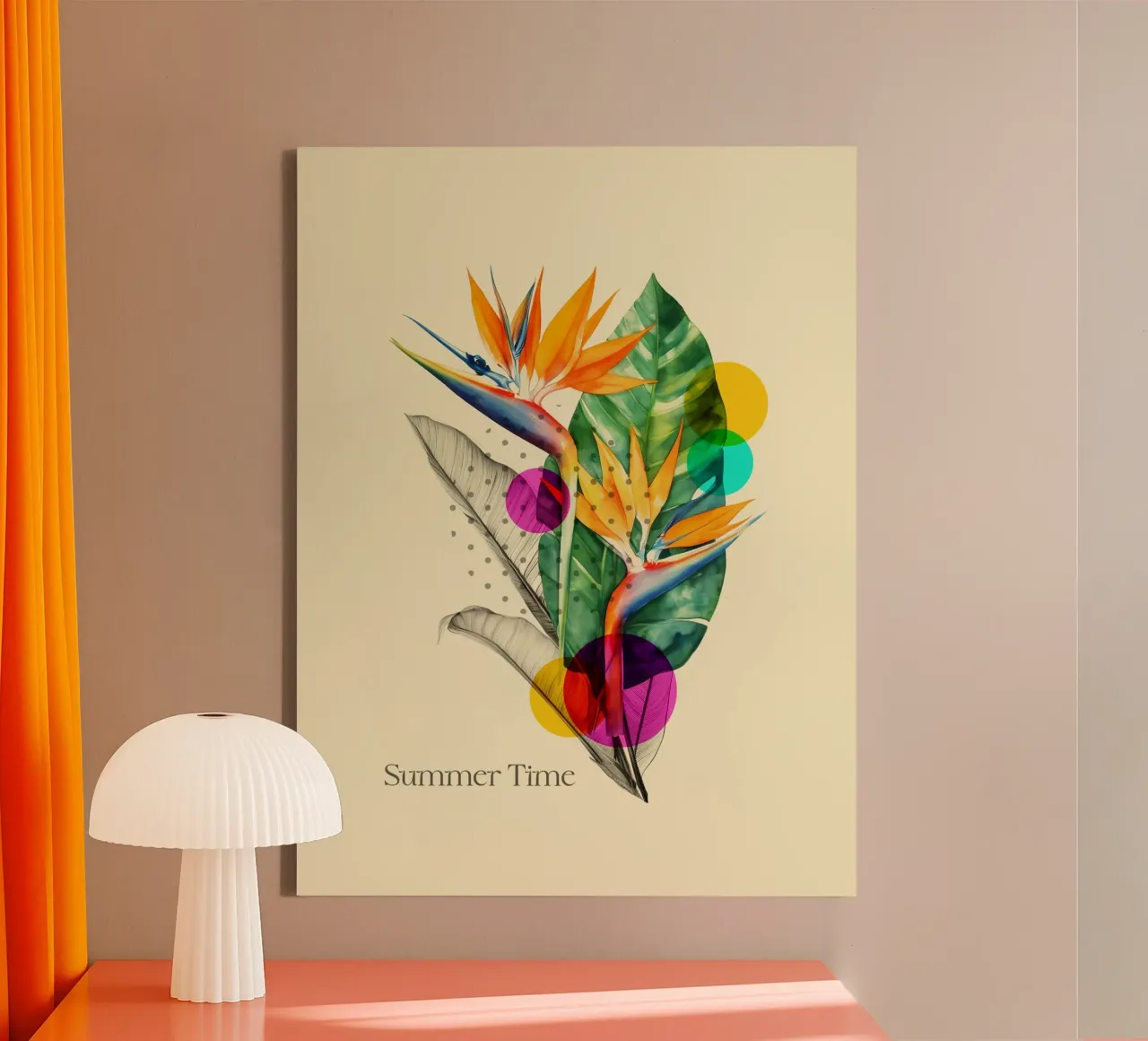 Tropical Pop: Summer Time Bloom canvas with Floater frame by Indigo Rain