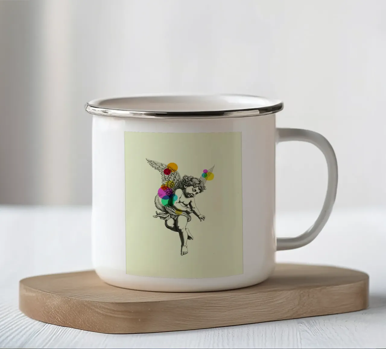 Celestial Contrast: Angel in Color tazza in smalto da Indigo Rain