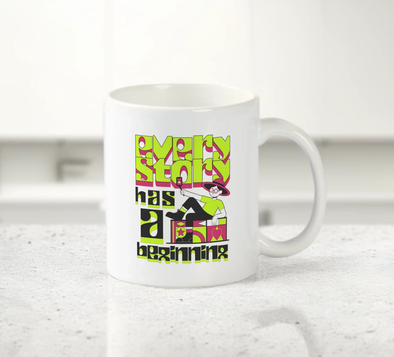 Every story has a beginning tazza in ceramica da artelevenstudio