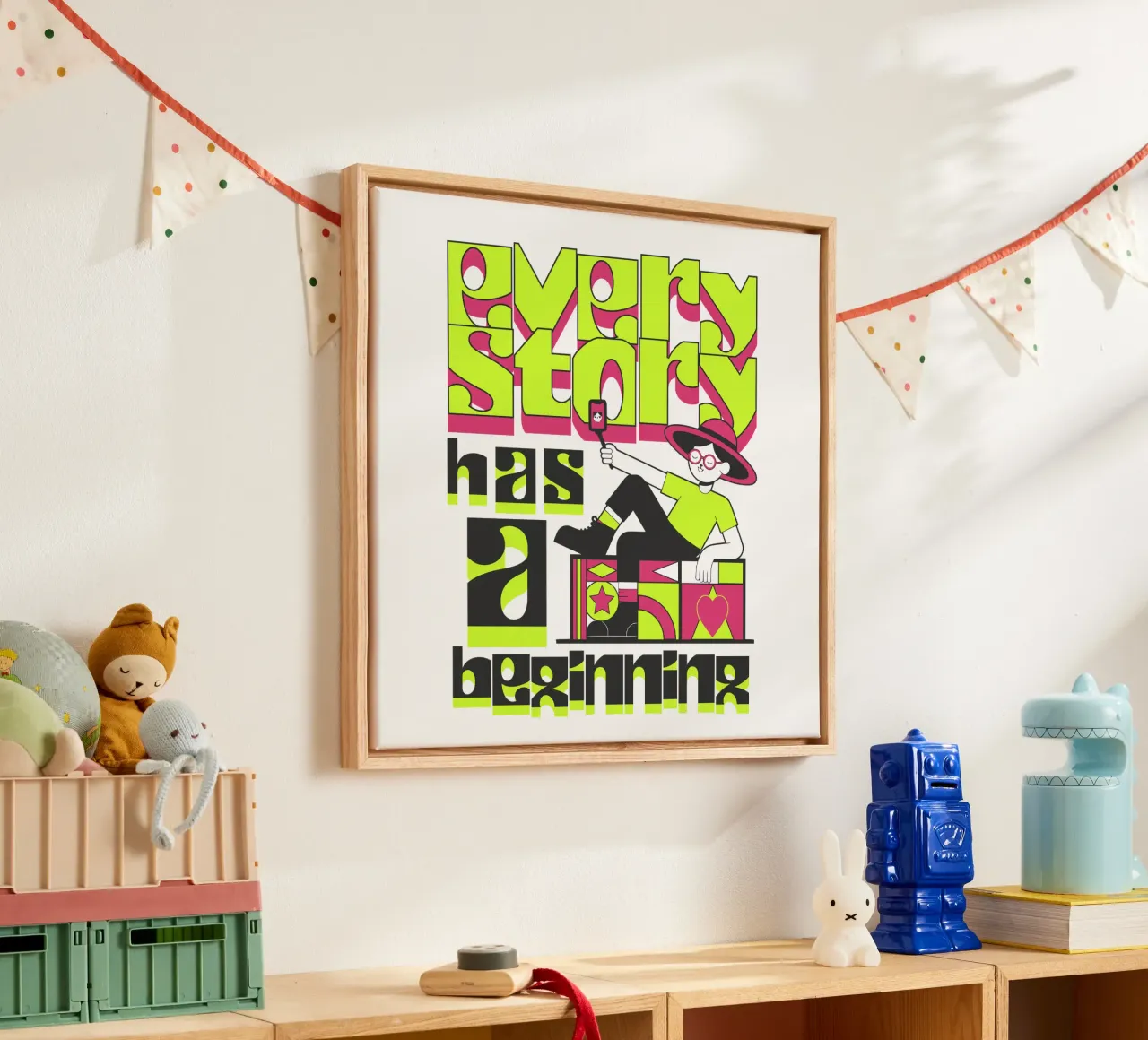 Every story has a beginning tela con Cornice a cassetta da artelevenstudio
