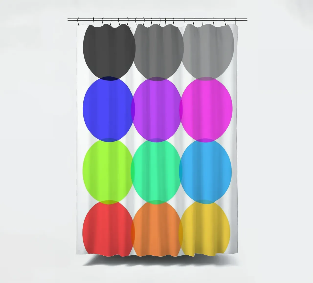 Colorful Abstract Overlapping Circles Minimalist Art shower curtain by NorwesClub