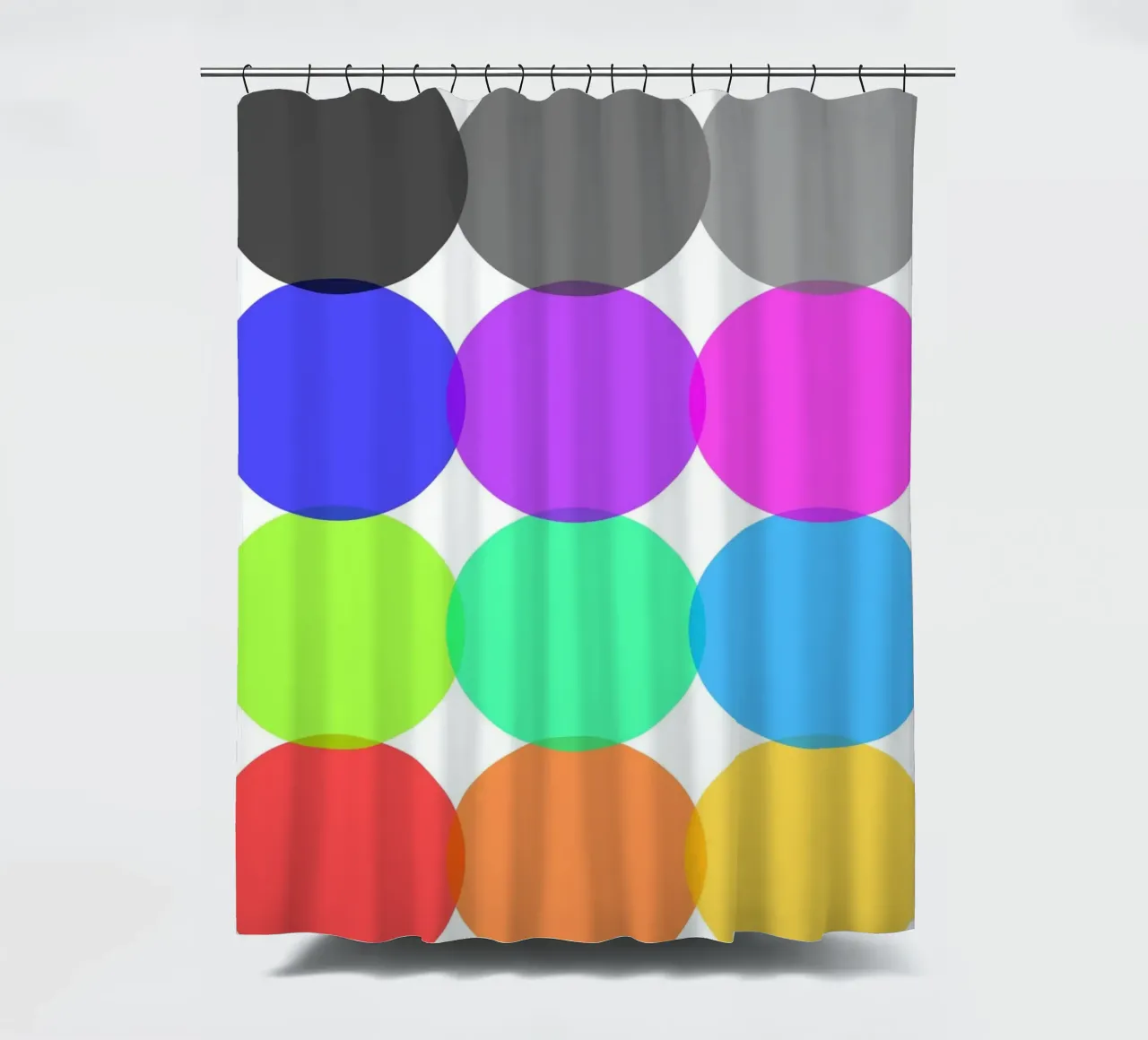 Colorful Abstract Overlapping Circles Minimalist Art shower curtain by NorwesClub