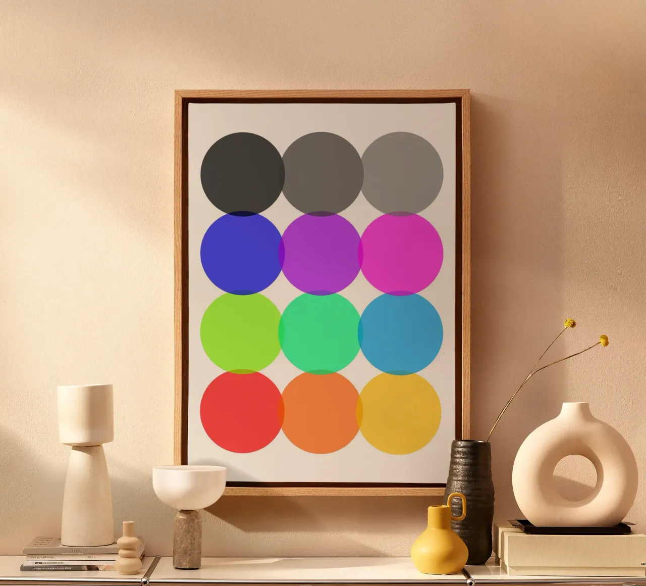 Colorful Abstract Overlapping Circles Minimalist Art canvas by NorwesClub