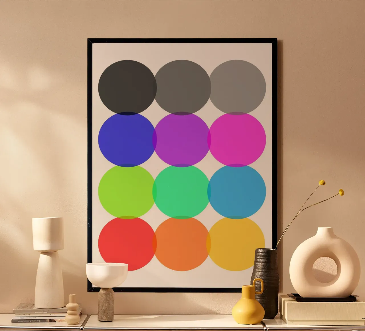 Colorful Abstract Overlapping Circles Minimalist Art hahnemühle by NorwesClub