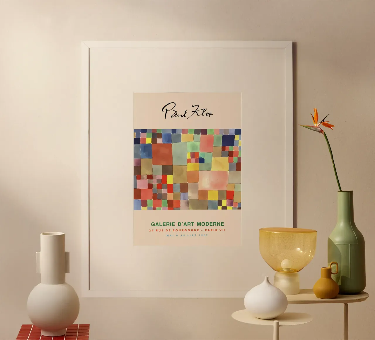 Paul Klee Flora su sabbia Astratto a blocchi di colore Galleria d'epoca poster con telaio in alluminio da NorwesClub