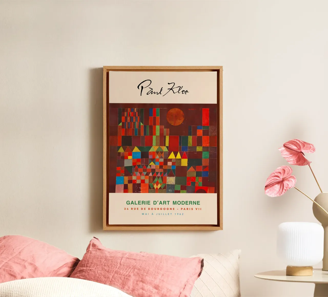 Paul Klee Kasteel en zon Abstract Geometrisch Vintage Print canvas met Baklijst van NorwesClub