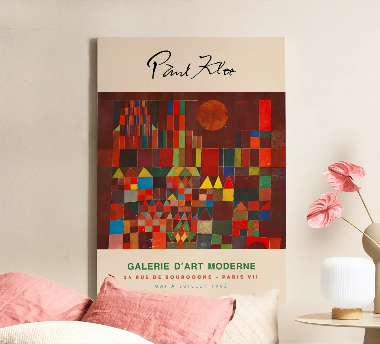 Paul Klee Kasteel en zon Abstract Geometrisch Vintage Print canvas met Baklijst van NorwesClub
