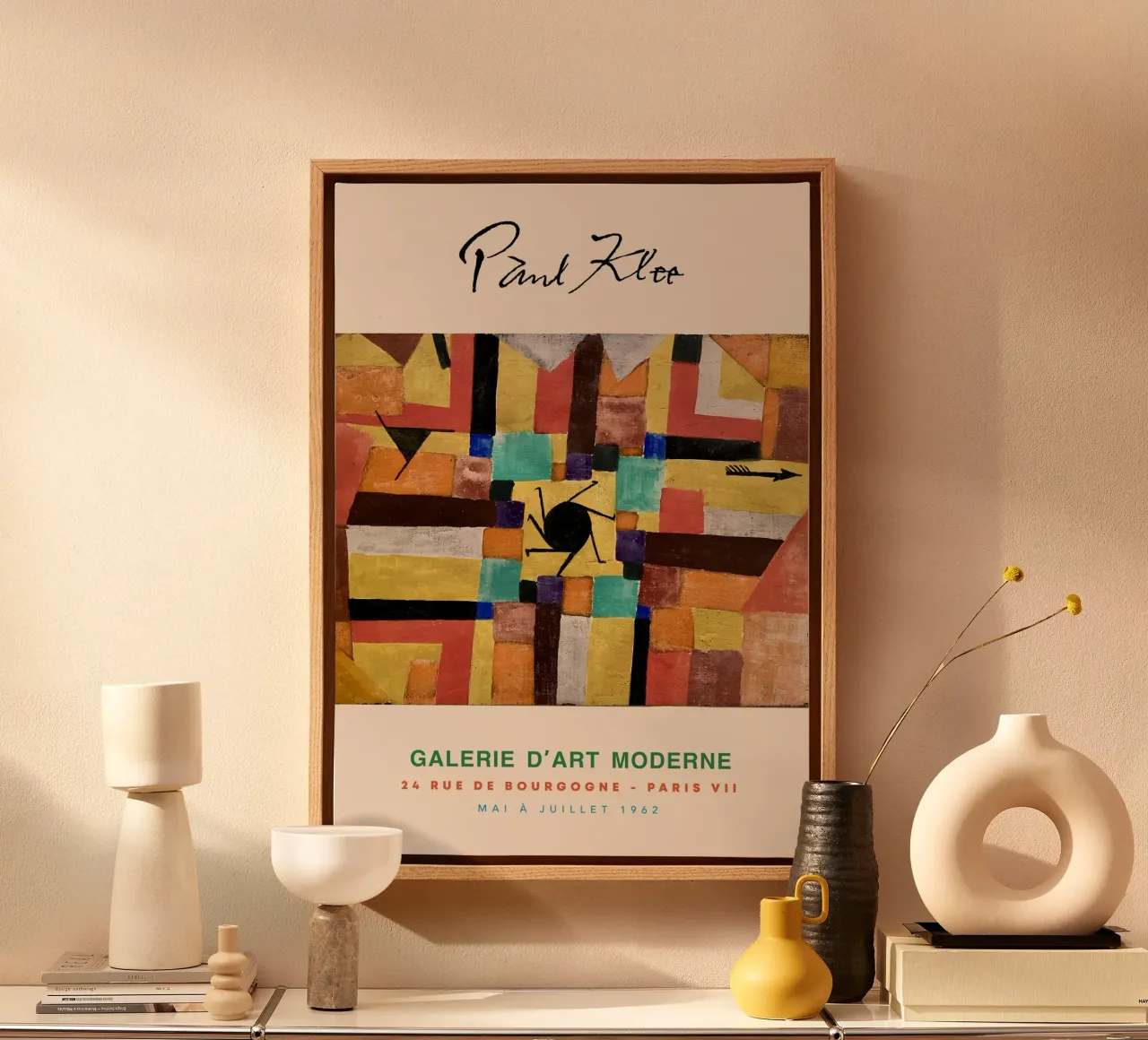 Paul Klee Zwarte Zon Pijl Abstract Symbolisch Vintage canvas met Baklijst van NorwesClub