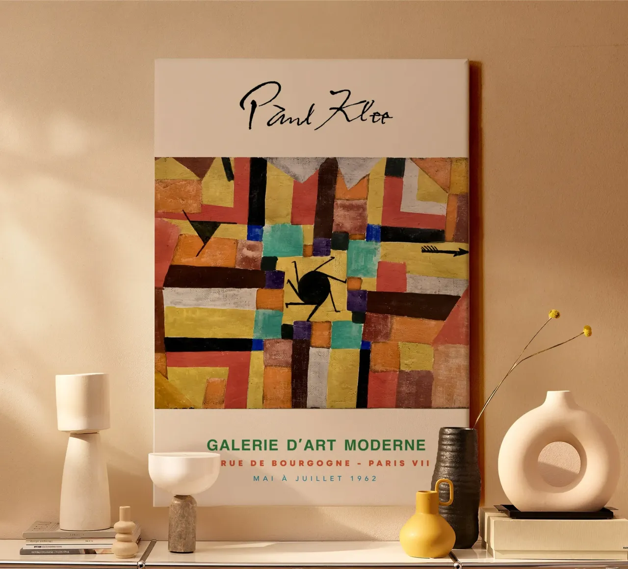 Paul Klee Zwarte Zon Pijl Abstract Symbolisch Vintage canvas met Baklijst van NorwesClub