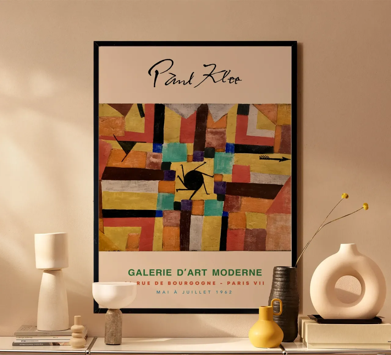 Paul Klee Sole nero Freccia Astratto Simbolico Vintage poster con telaio in alluminio da NorwesClub