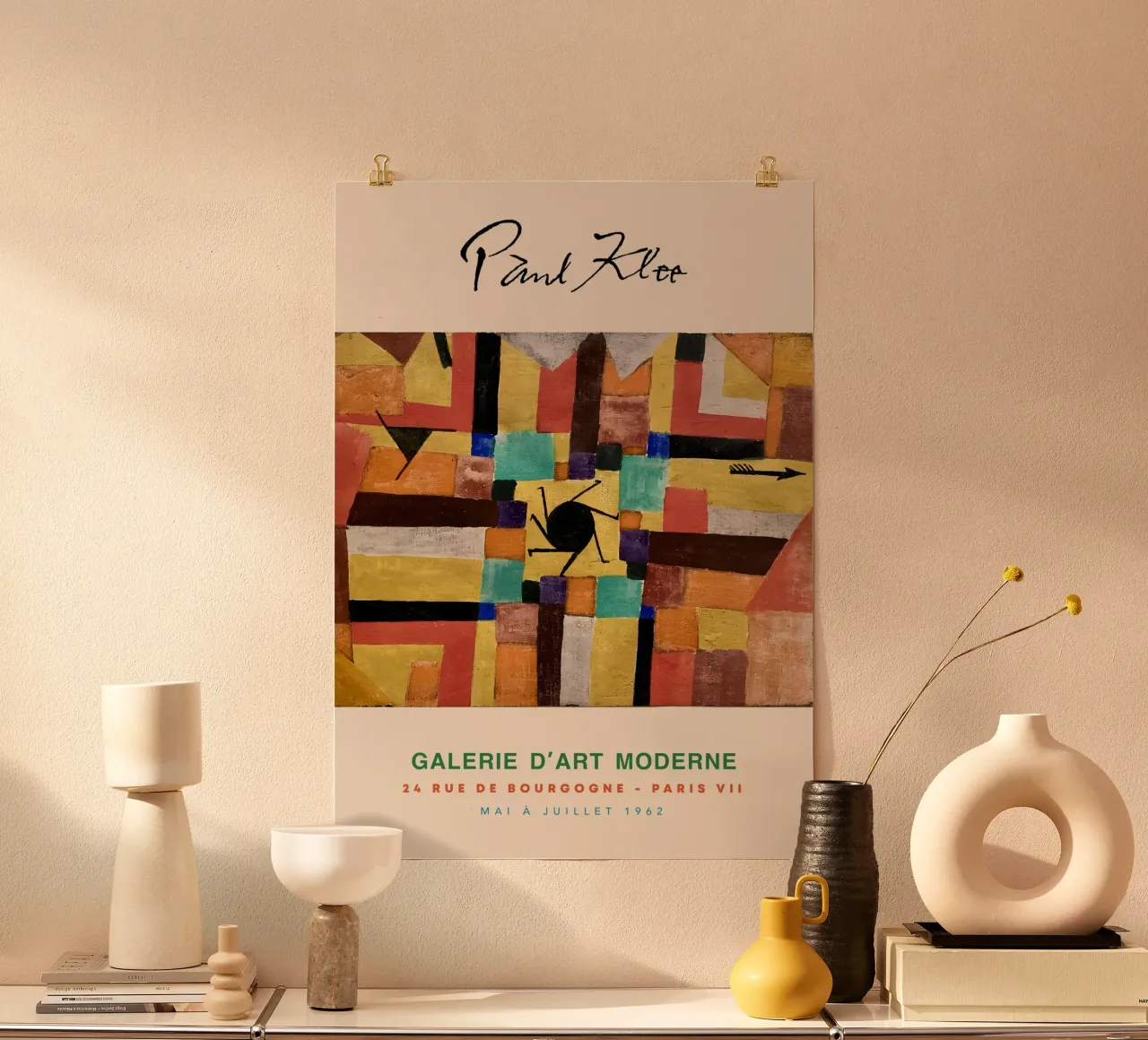 Paul Klee Sole nero Freccia Astratto Simbolico Vintage poster con telaio in alluminio da NorwesClub