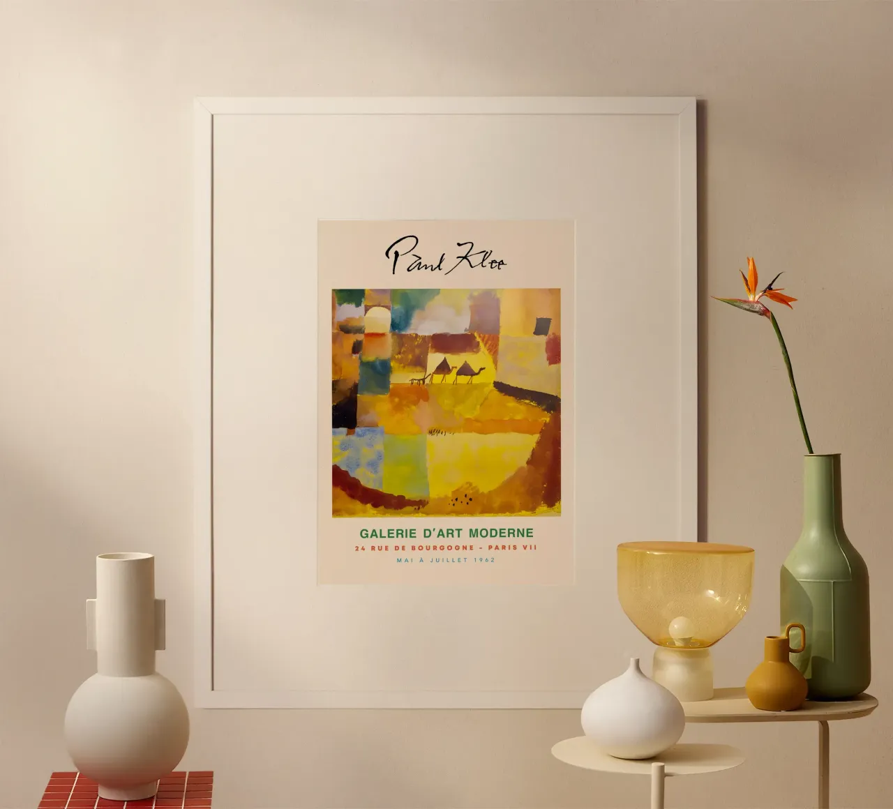 Paul Klee Two Camels Donkey Abstract Desert Vintage poster with wooden frame by NorwesClub