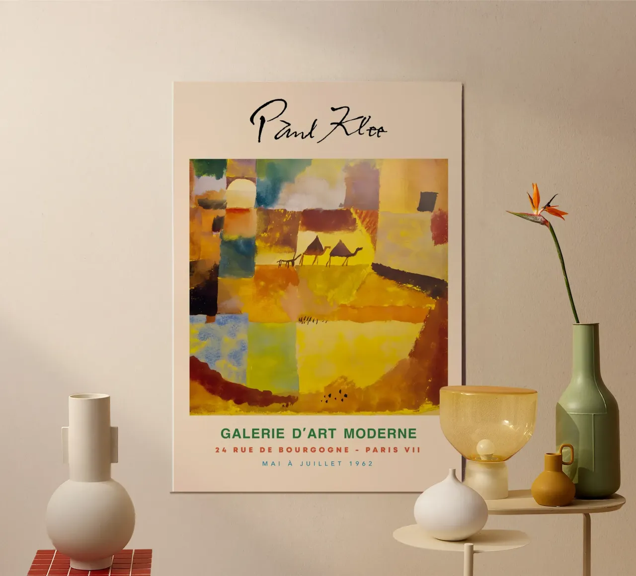 Paul Klee Two Camels Donkey Abstract Desert Vintage poster with wooden frame by NorwesClub