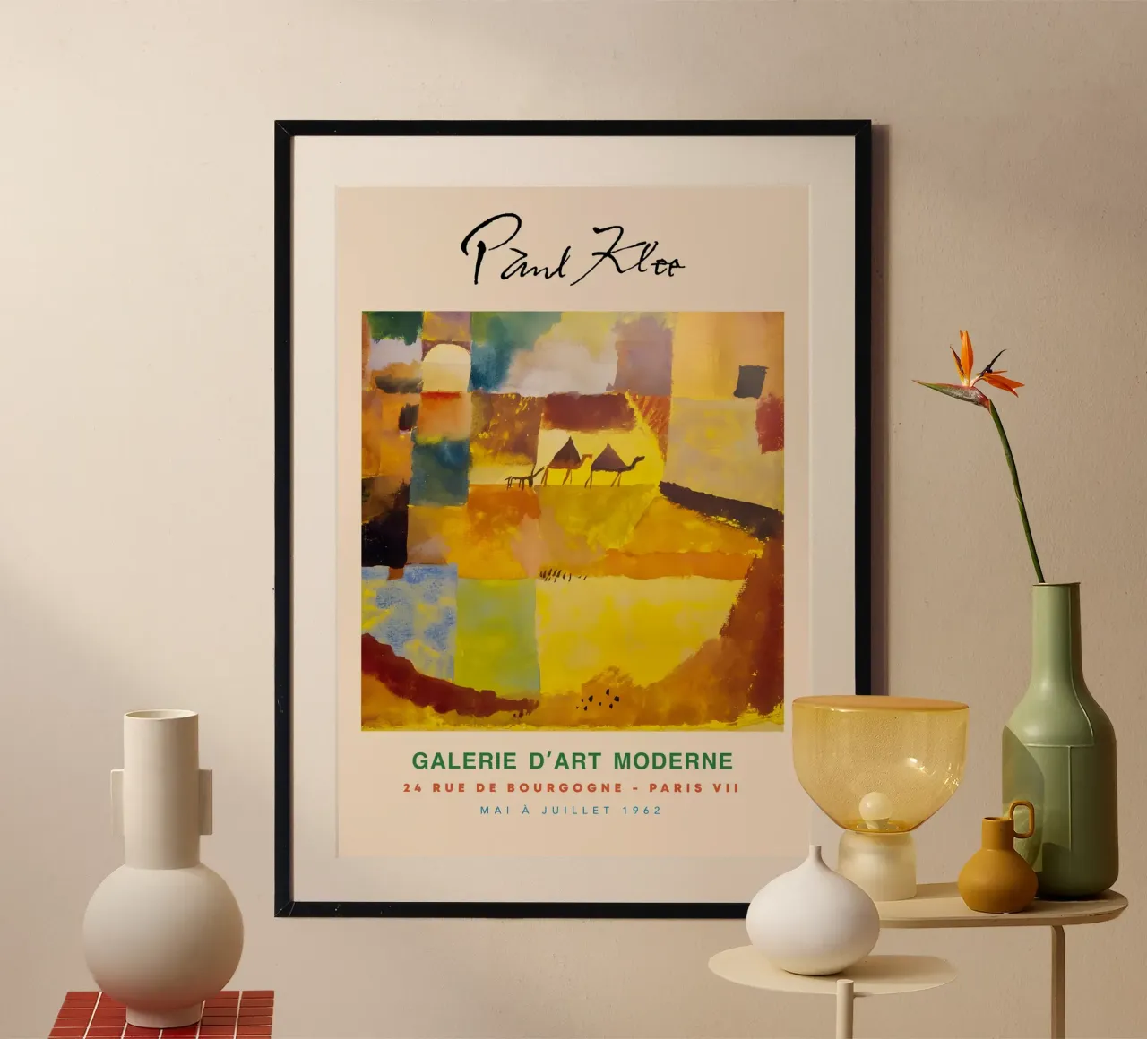 Paul Klee Two Camels Donkey Abstract Desert Vintage poster with wooden frame by NorwesClub