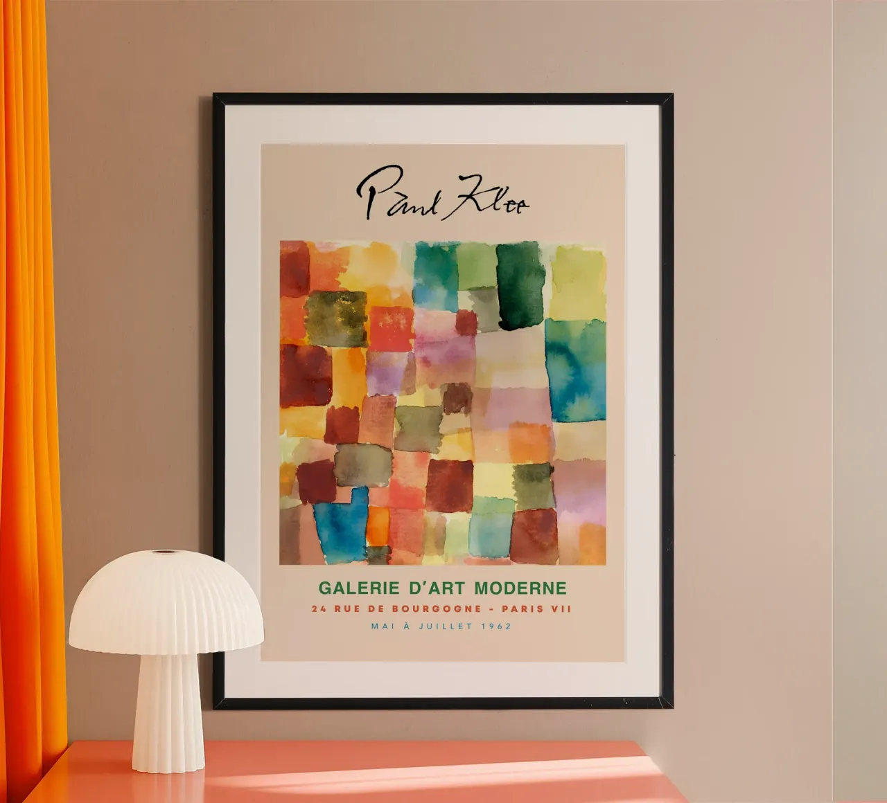 Paul Klee Abstract Kleurenraster Vintage Gallery Print poster met kunststof frame van NorwesClub